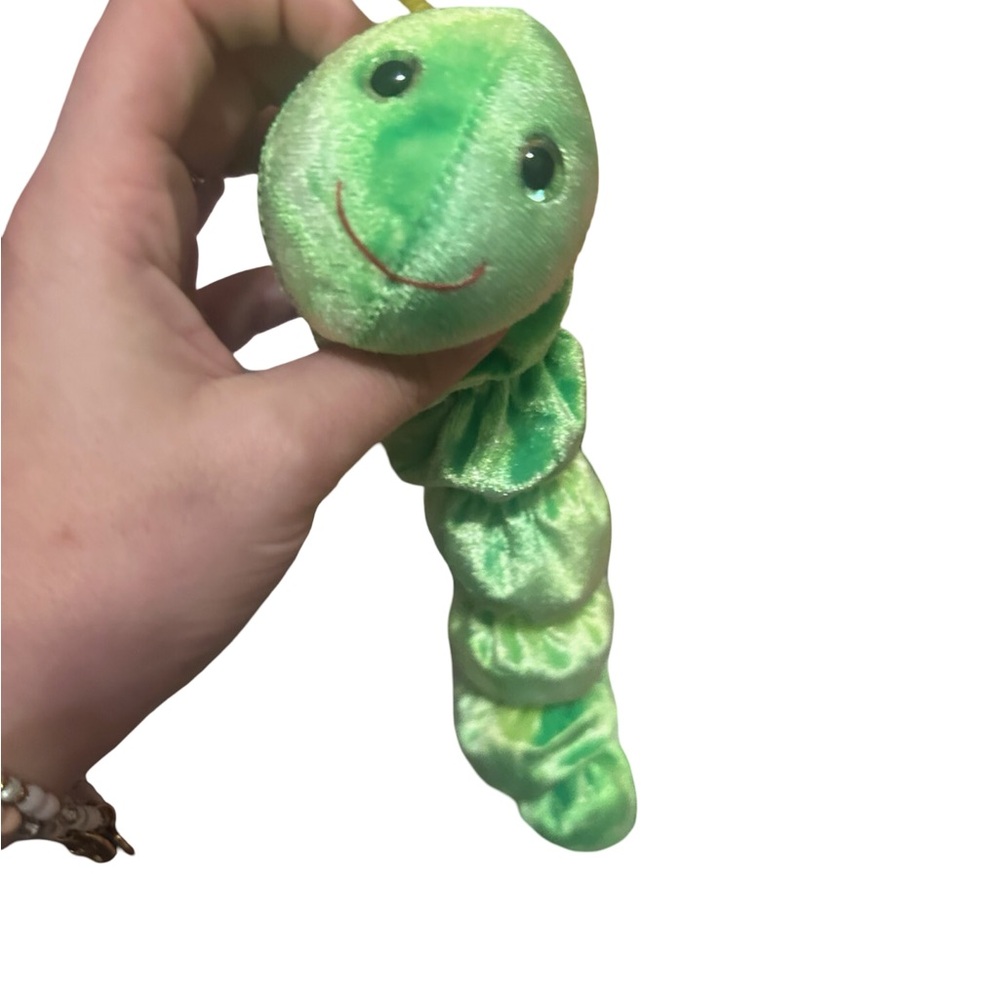 TY baby Bright Green Plush Caterpillar Rattle